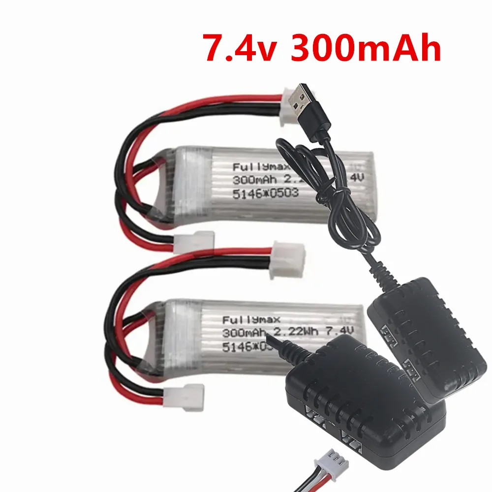 7.4V 300mah 25C battery with charging cable for WLToys F959 XK DHC-2 A600 A700 A800 A430 RC Airplane RTF Spare Parts battery