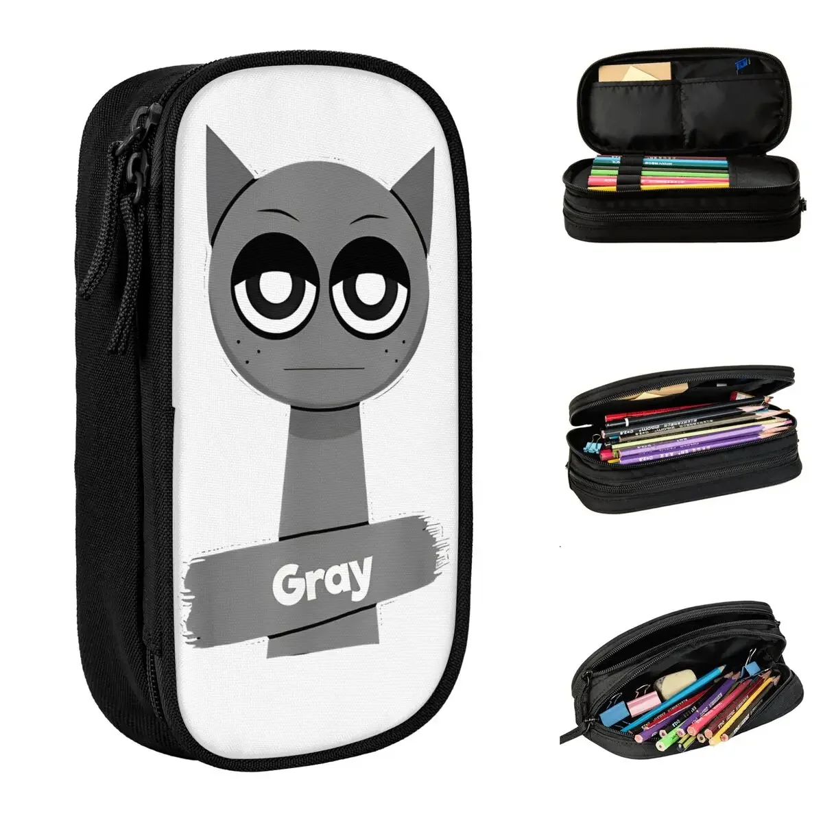 

Sprunki Gray Funny Game Pencil Case Fun Pen Box Bag Student Big Capacity School Supplies Cosmetic Pencilcases