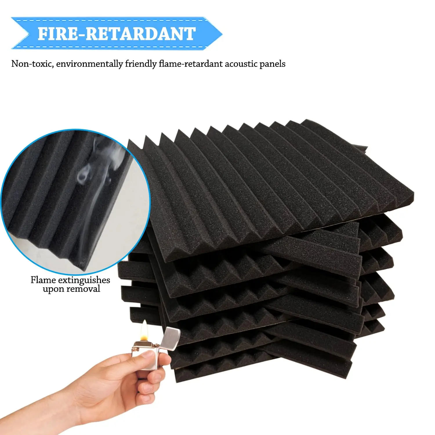 Paneles de espuma acústica autoadhesivos de alta densidad, paneles insonorizados, acolchado de pared con reducción de ruido para estudio, cine en casa, negro, 12 unidades