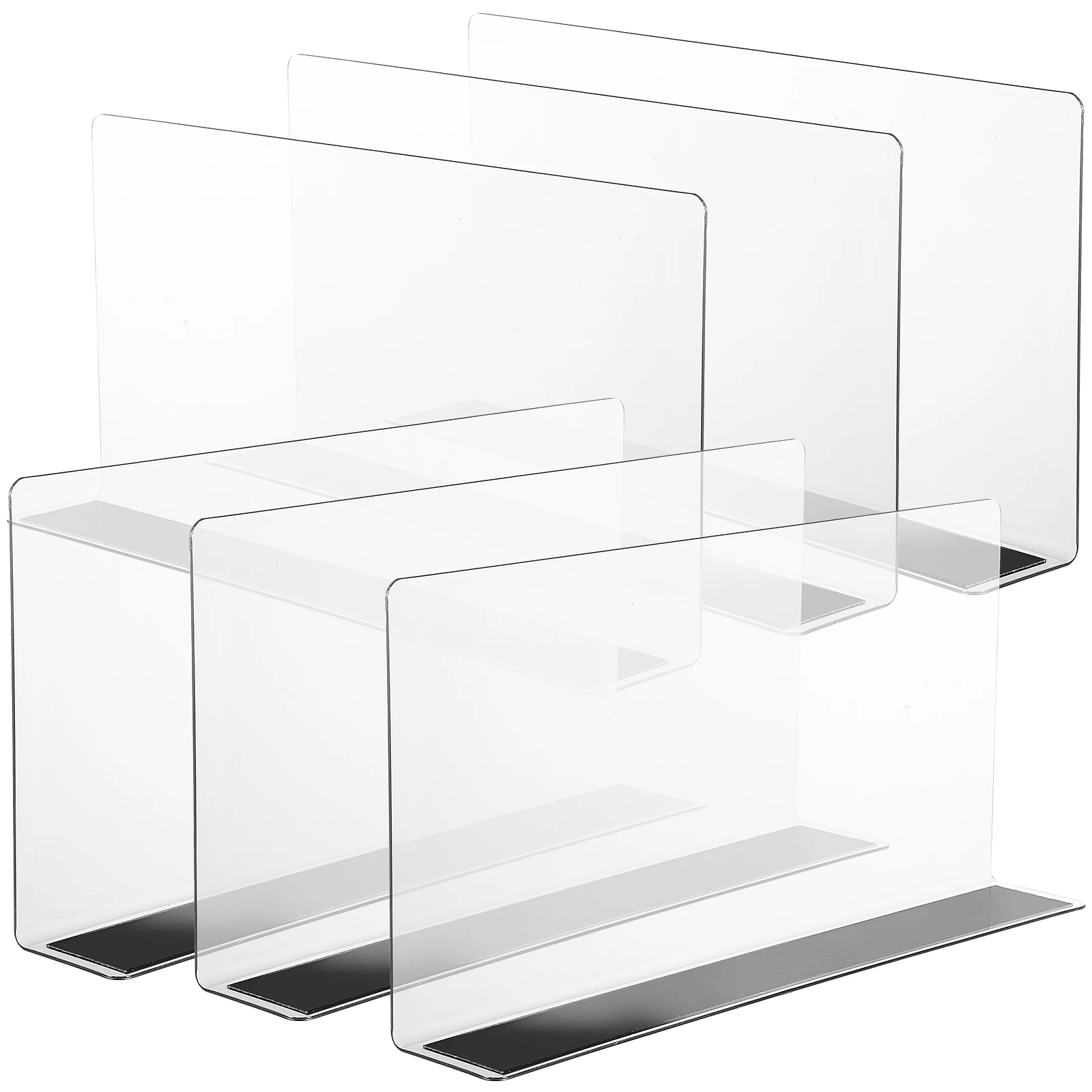 

6 Pcs L-type PVC Transparent Shelf Dividers 25cm Magnetic Classification Baffles for Store Supermarket Pantry Display Storage