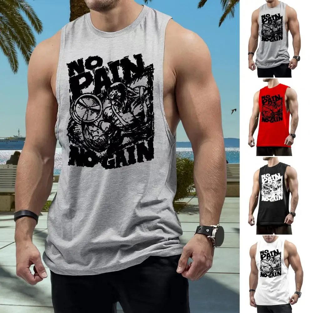 

Fitness Vest Men Cartoon Tops Men's Summer Basketball Vest for Running Wear Wide Shoulder Fitness Tank Top with Loose Fit