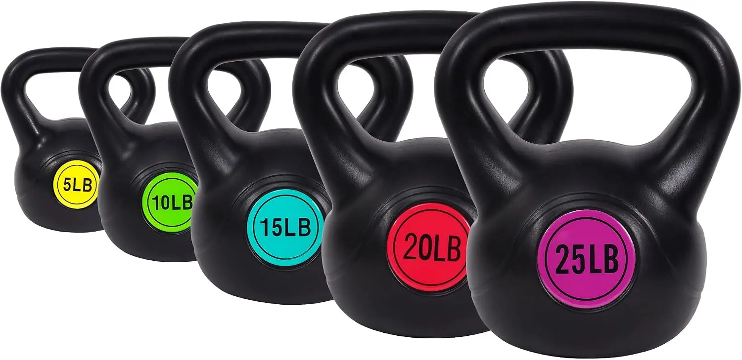 Kettlebell Set with Vinyl Coating, 30/45/50/75 lb Choices – Cement-Filled Weights for Strength Training, Ergonomic Grip, Color-Coded Design, Full Body Workouts at Home or Gym