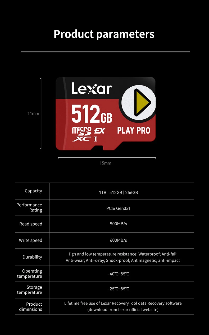 Lexar PLAY PRO MicroSDXC Express Karte 1TB Hochgeschwindigkeits-PCIe Gen3x1 Lesegeschwindigkeit bis zu 900MB/s Speicherkarte für Nintendo Switch 2 – Detail 11