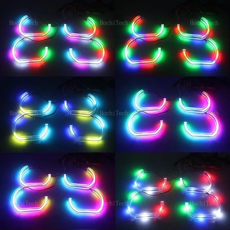 For BMW 1 Series E81 E82 E87 E88 Halogen Headlight 2004-2013 DRL App control M4 Style LED Angel Eyes Ring with turn signal