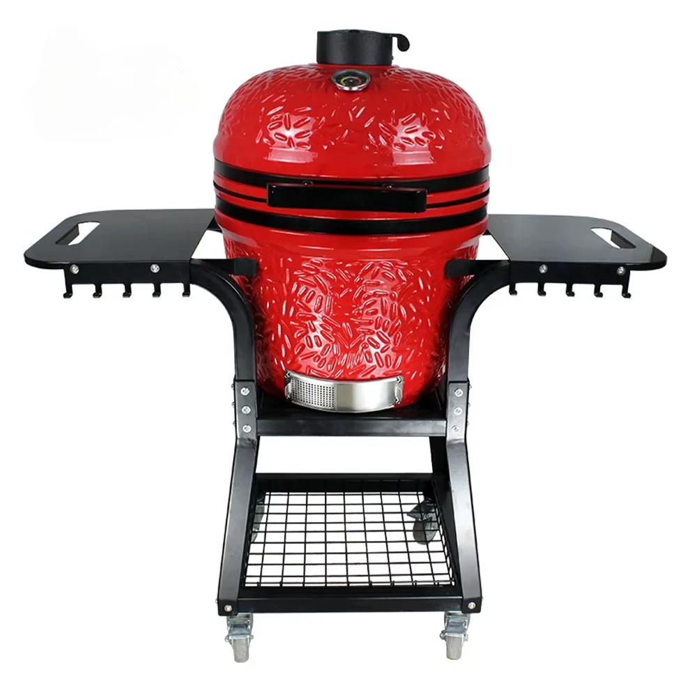 Kamado 22 Inch Charcoal Barbecue Grill Smoker Bbq Grills Outdoor Color Red