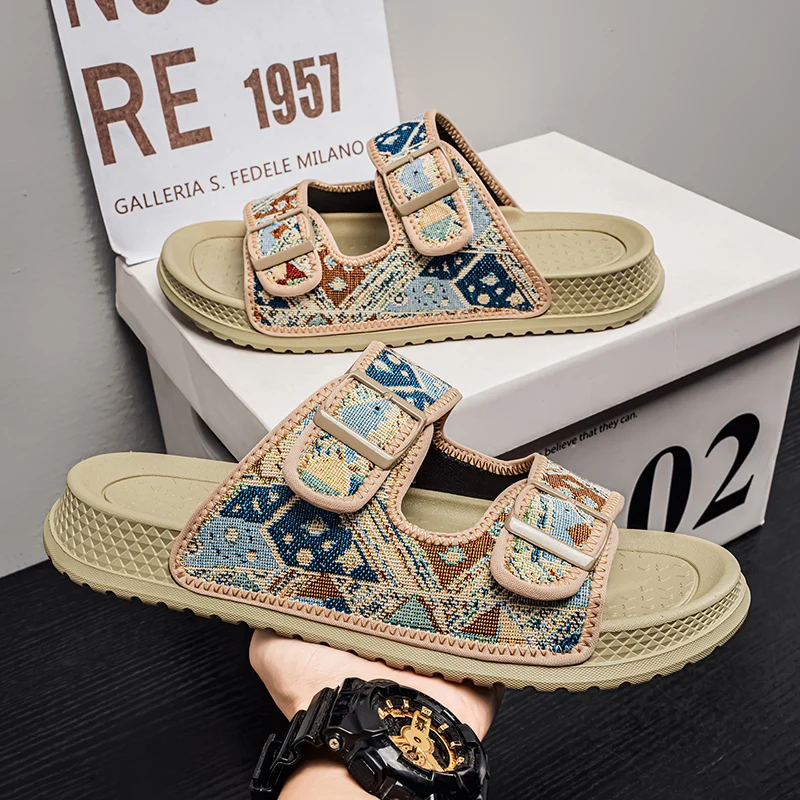 

Men's slip-on slippers New summer light breathable outdoor casual sports slippers fashion anti-slip youth city walking slippers