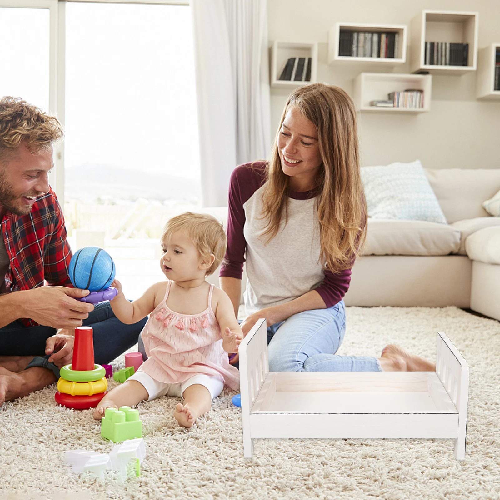 خمر سرير بيبي خشبي التصوير الدعامة الرضع حديثي الولادة التصوير الدعامة الخشب الصلب للجنسين الوليد السرير صورة تبادل لاطلاق النار خلفية