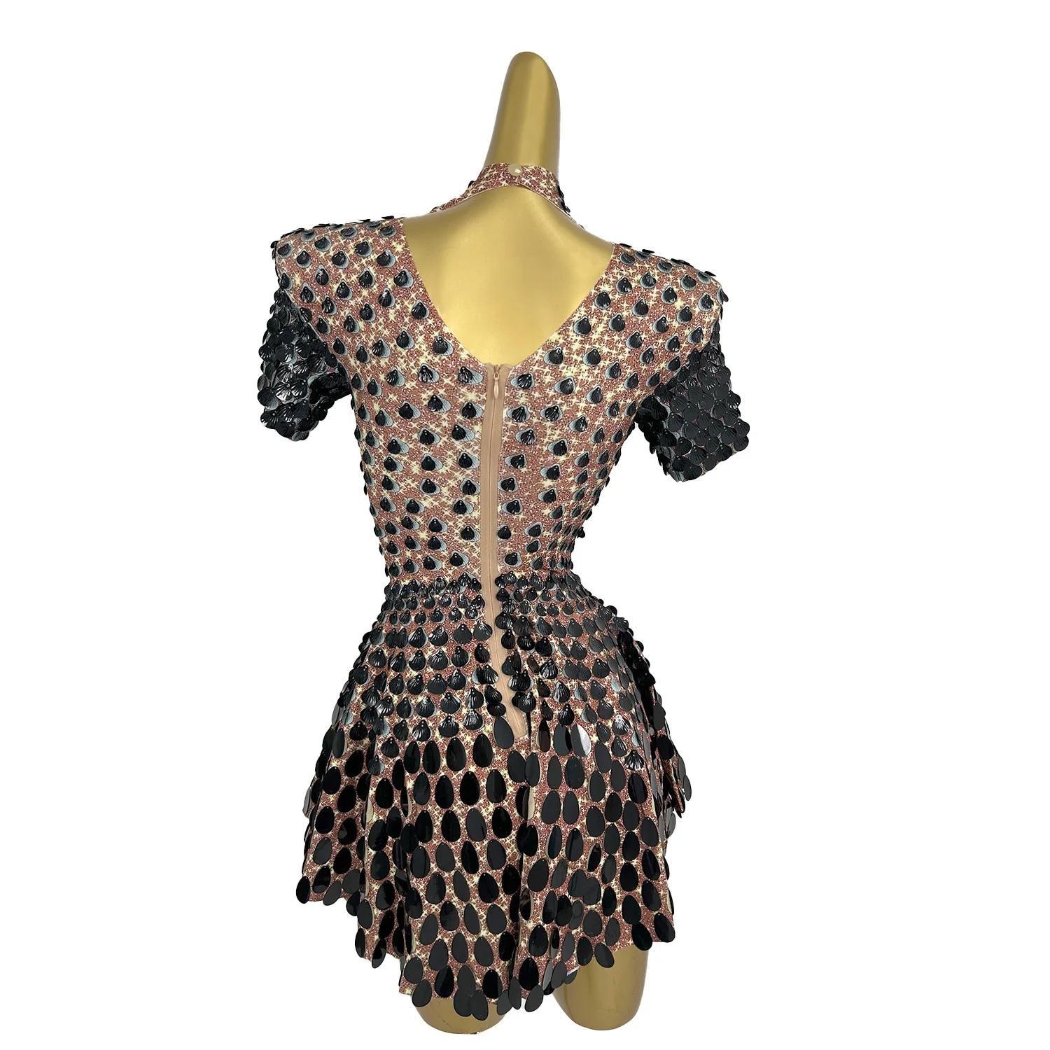 Vestido de fiesta de cumpleaños con lentejuelas y purpurina negra, Vestido corto de bailarina, ropa de escenario para mujer, minivestido Sexy para discoteca, traje de Festival Jinsique