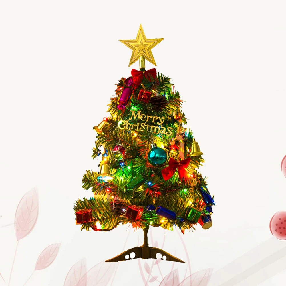 

50Cm Artificial Christmas Tree Led Multicolor Lights Needles Sturdy Base Holiday Decorations Home Party Xmas