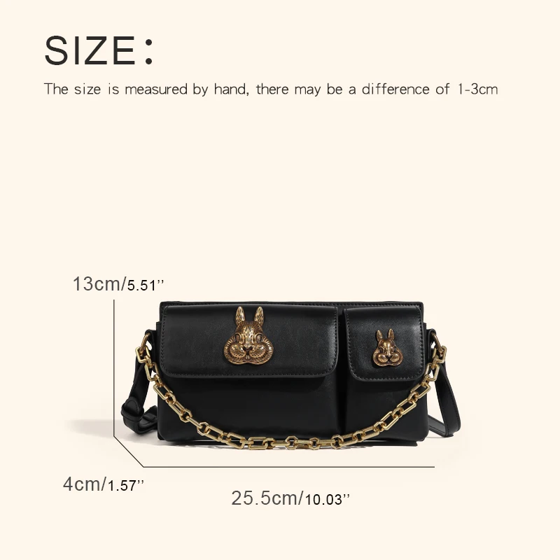 Vintage Sling Bags For Womens Luxury Designer Handbags And Purses 2023 New In PU Metallic rabbit Head Small Underarm Shoulder