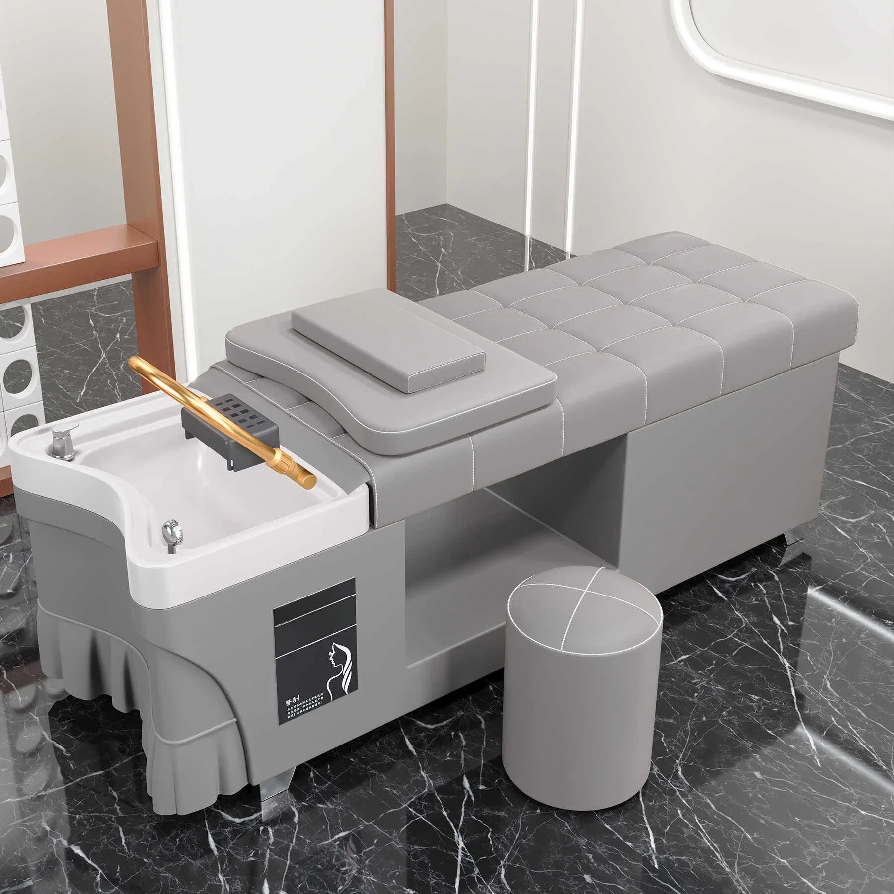 Water Circulation Head Therapy Bed for Barber Shop Shampoo Salon Bed Hair Care Professional Use Only
