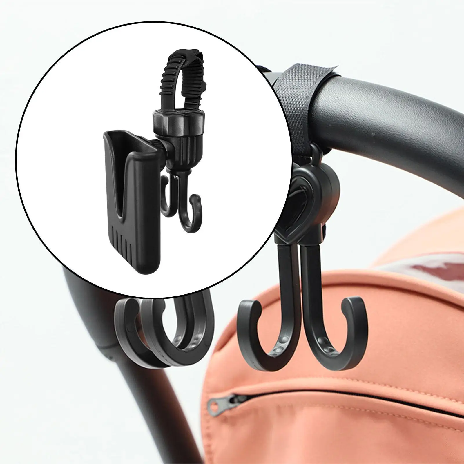 2 in 1 Stroller Phone Holder Hook Rotating Mount Universal Clip Organizer Rack for Bike Scooter Walker Pram Accessories Easy