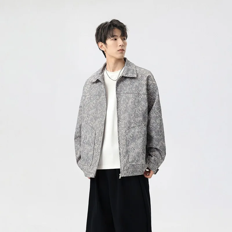 Faionable solto zíper masculino outono bordado outerwear longo casaco casual solto moda casual streetwear harajuku jaqueta masculina