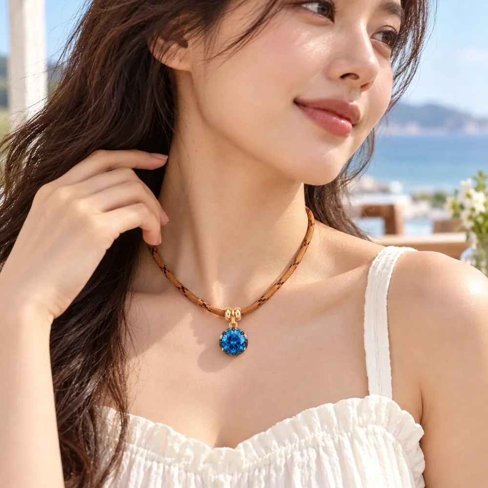 Statement Colorful Cord Chain Necklace Vintage Handmade Boho Necklace Fashion Necklace Gift