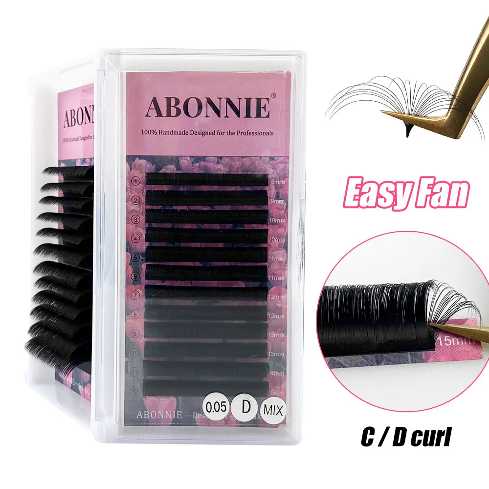 ABONNIE C/CC/D/DD Curl Easy Fan Lashes Cashmere Matte Fast Bloom Eyelash Extension Self-Making Fans Mega Volume Eyelash