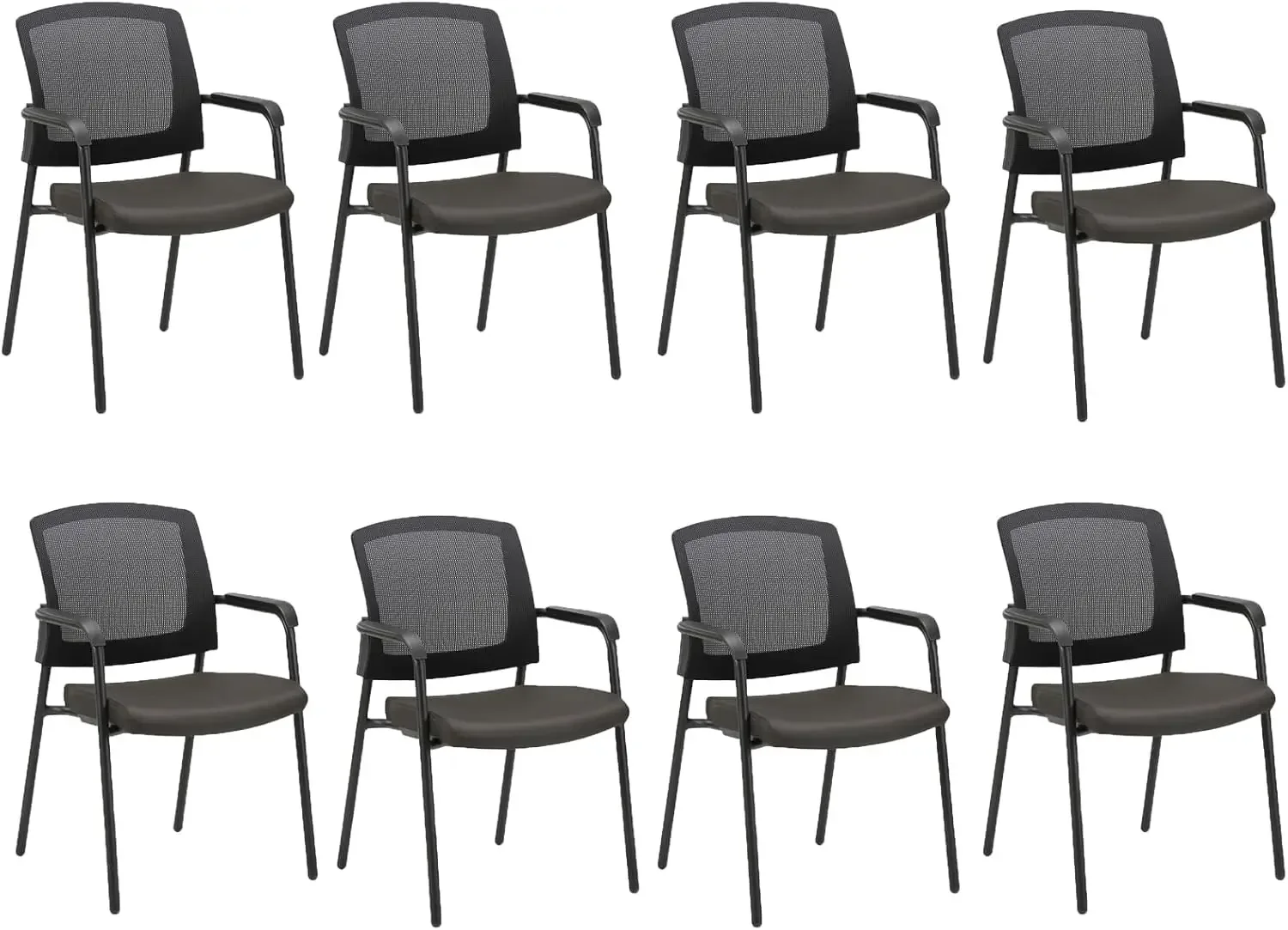 CLATINA Black Stacking Chairs Stackable Waiting Room Chairs with Armrest, Mesh Office Reception Guest Chair for Home Desk