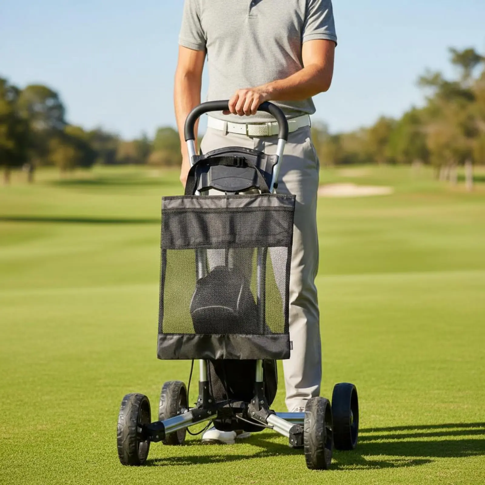 

Спортивная сумка-органайзер для тележки с затягивающимся шнурком, сетчатая сумка для спортивной тележки, аксессуар для спорта, простая установка, утолщенное дно