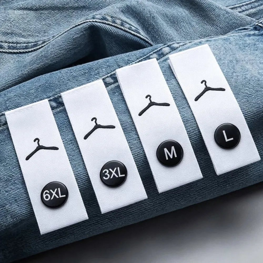 500 Stück Größenetiketten für Kleidung 1,5×10cm, Größenmarkierungsetiketten S-5XL für Bekleidung im Einzelhandel – Detail 1