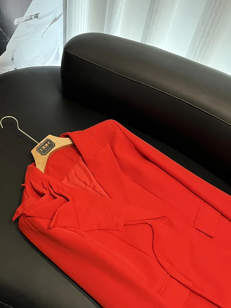 Ele v-ne fleur décoré coupe ajustée coupe droite costume Jaet trajet Sle femmes longue Sve décontracté Faion vêtements d'extérieur