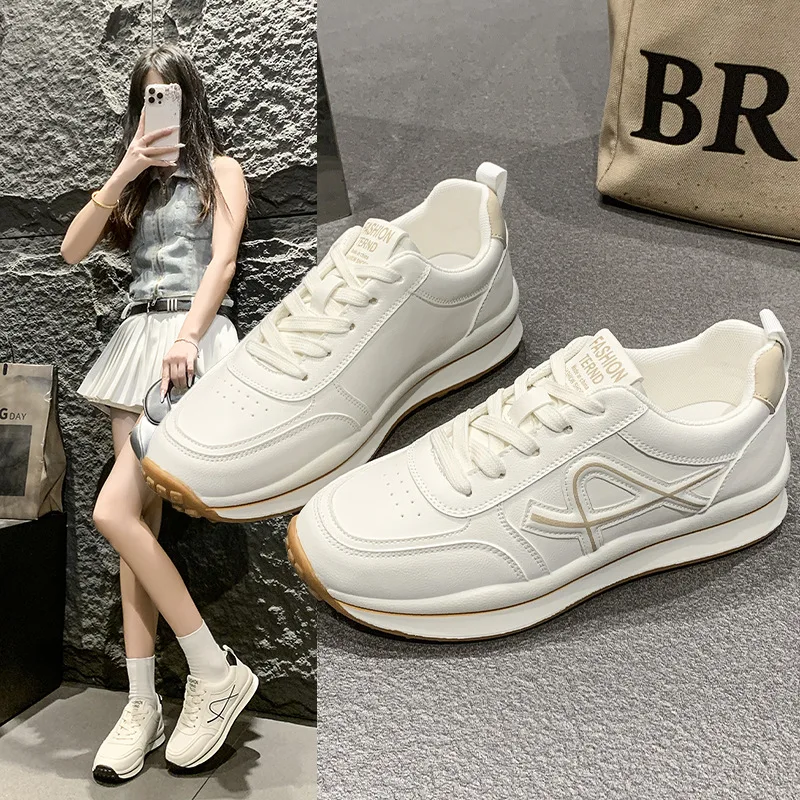 

2025 Spring New Women's Casual Sneakers Versatile Comfortable Soft Bottom Trendy White Tenis Shoes Adults Lightweight Breathable