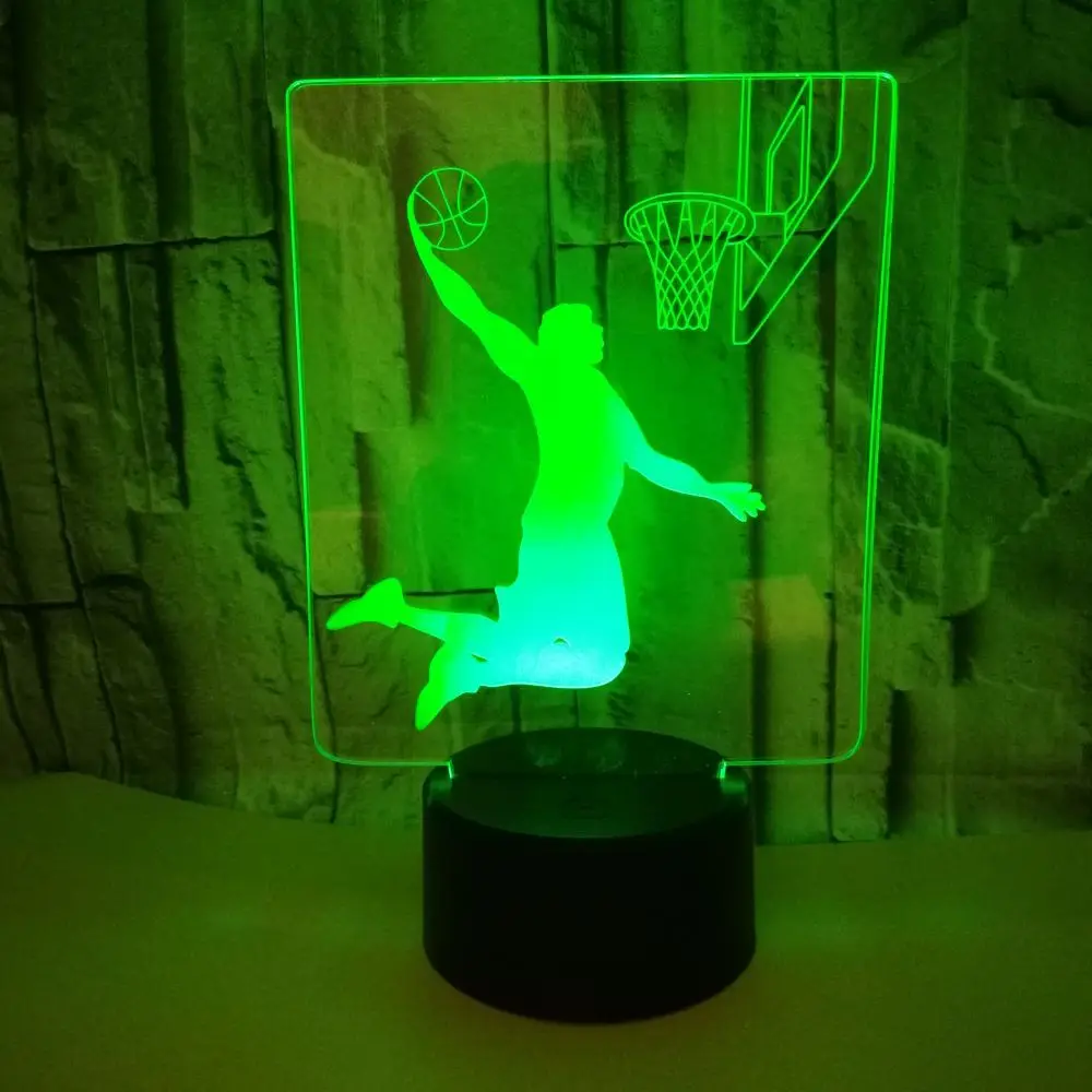 บาสเกตบอล 3d Night Light สีสันรีโมทคอนโทรลสวิทช์น่ารัก 7 สีเปลี่ยน 3d โคมไฟเด็ก Led เด็กไฟโคมไฟ