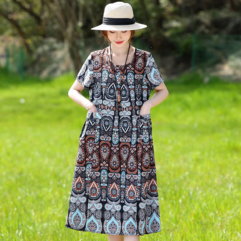 XL-6XL ملابس النوم المرأة قمصان النوم المتضخم القطن رايون ملابس النوم فستان سهرة حجم كبير خمر الأم Homewear قميص النوم