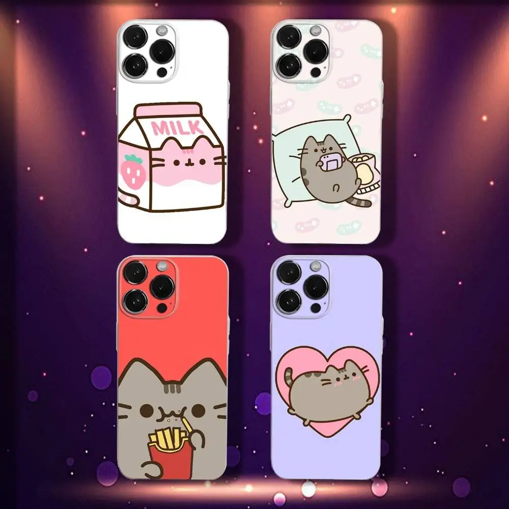 

Cute P-Pusheens Cat Phone Case For iPhone 17,16,15,14,13,12,11 Pro,Max,Plus,X,XS,XR,SE4,E Mini Transparent Soft Cover