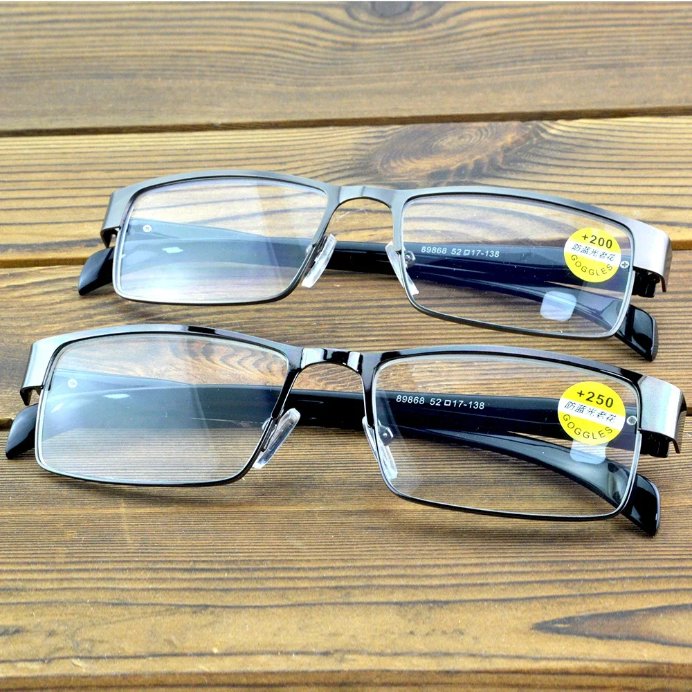 NOMANOV Two Pieces!!! Full Rim Sqaure Men Spring Hinge Reading Glasses +1 to +4