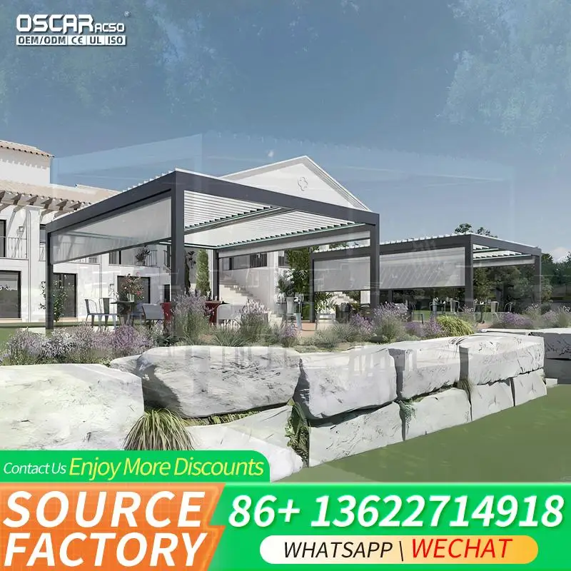 Custom 6x4 Aluminium Manual Pergola Remote Control Sun Shade with Sliding Glass Doors for Garden Patio Backyard pergolas