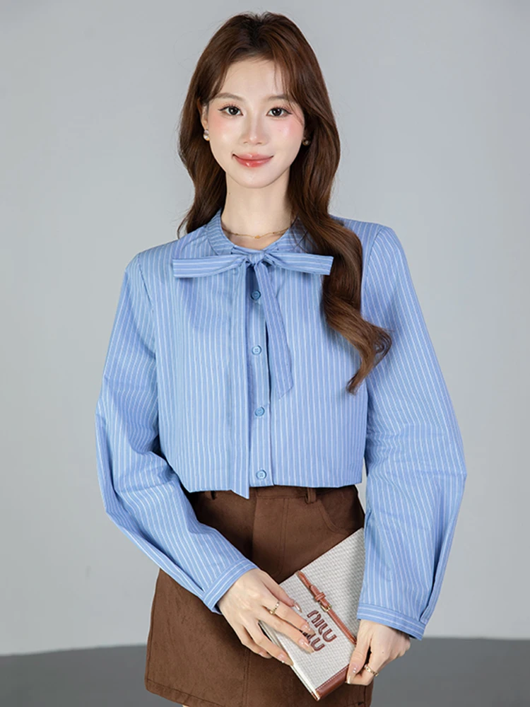 

Женский универсальный топ Ele Long Sve с узлом и полосками, профессиональный, весенний, модный, 2026, высокое качество, для женщин