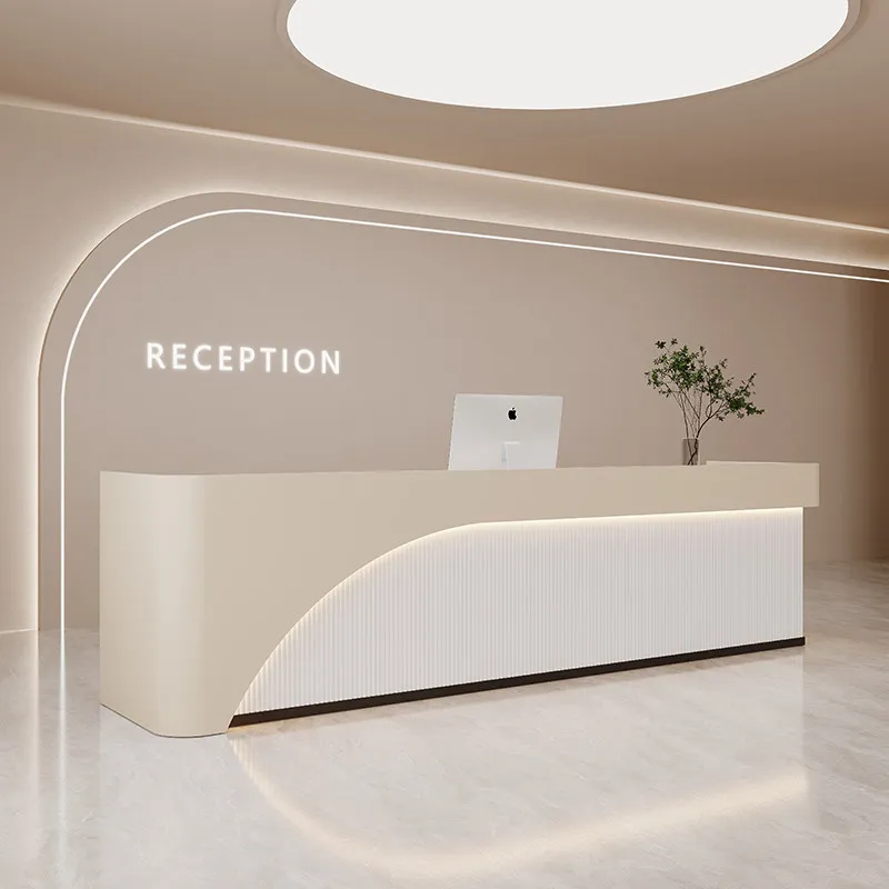 

Modern Minimalist Arc-shaped Cashier Desk High-end Beauty Salon Clothing Store Bar Counter Company Office Furniture Pulpit FYRD
