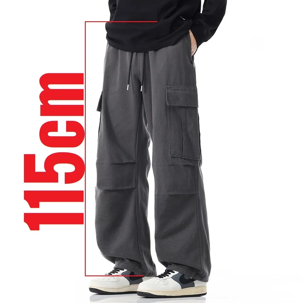 1991sxl طويل القامة الرجال بانت مستقيم واسعة الساق البضائع بنطلون الذكور القطن اضافية طويلة طول الخريف الشتاء 190 سنتيمتر 2xl 115 سنتيمتر 190 فضفاض صالح #1