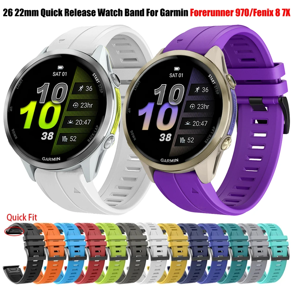 22 mm 26 mm Gummiband für Garmin Forerunner 970 965 955 Fenix 7 7X 8 E 6X 6 Pro 5 5X Armband Instinct 3 Tactix Quick Fit Armband