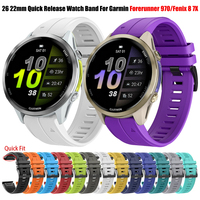 22mm 26mm Rubber Band For Garmin Forerunner 970 965 955 Fenix 7 7X 8 E 6X 6 Pro 5 5X Strap Instinct 3 Tactix Quick Fit Bracelet