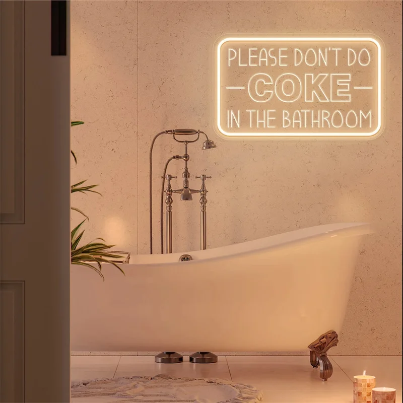 Please don't do coke in the Bathroom Neon sign, Engrave Neon Sign for Bedroom, Custom Neon Sign Bedroom,Home Wall Decor