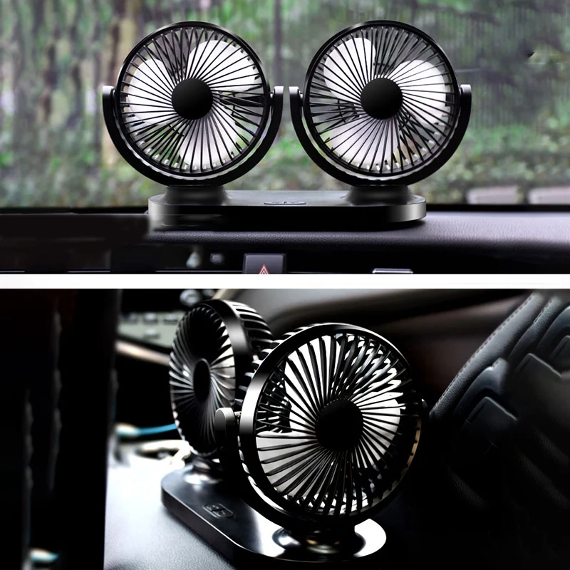 Car Dual Fan Car Car Cooling Accessories USB Socket 12V24V Volt Double-Headed General Degree Rotatable