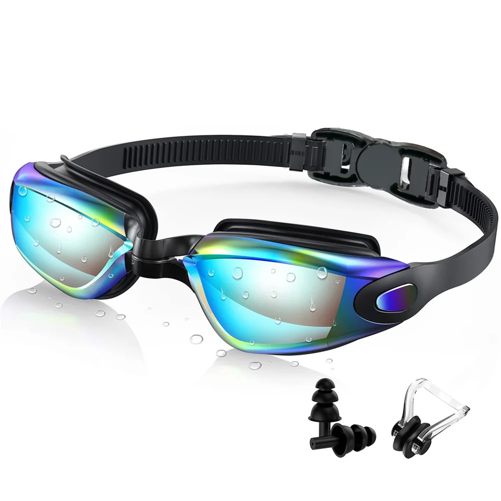 Professionelle Schwimmbrille, Schwimmbrille, beschlagfrei, klare Sicht, wasserdicht, schnell verstellbar, mit Ohrstöpsel, Nasenklammer, Brillen – Detail 9