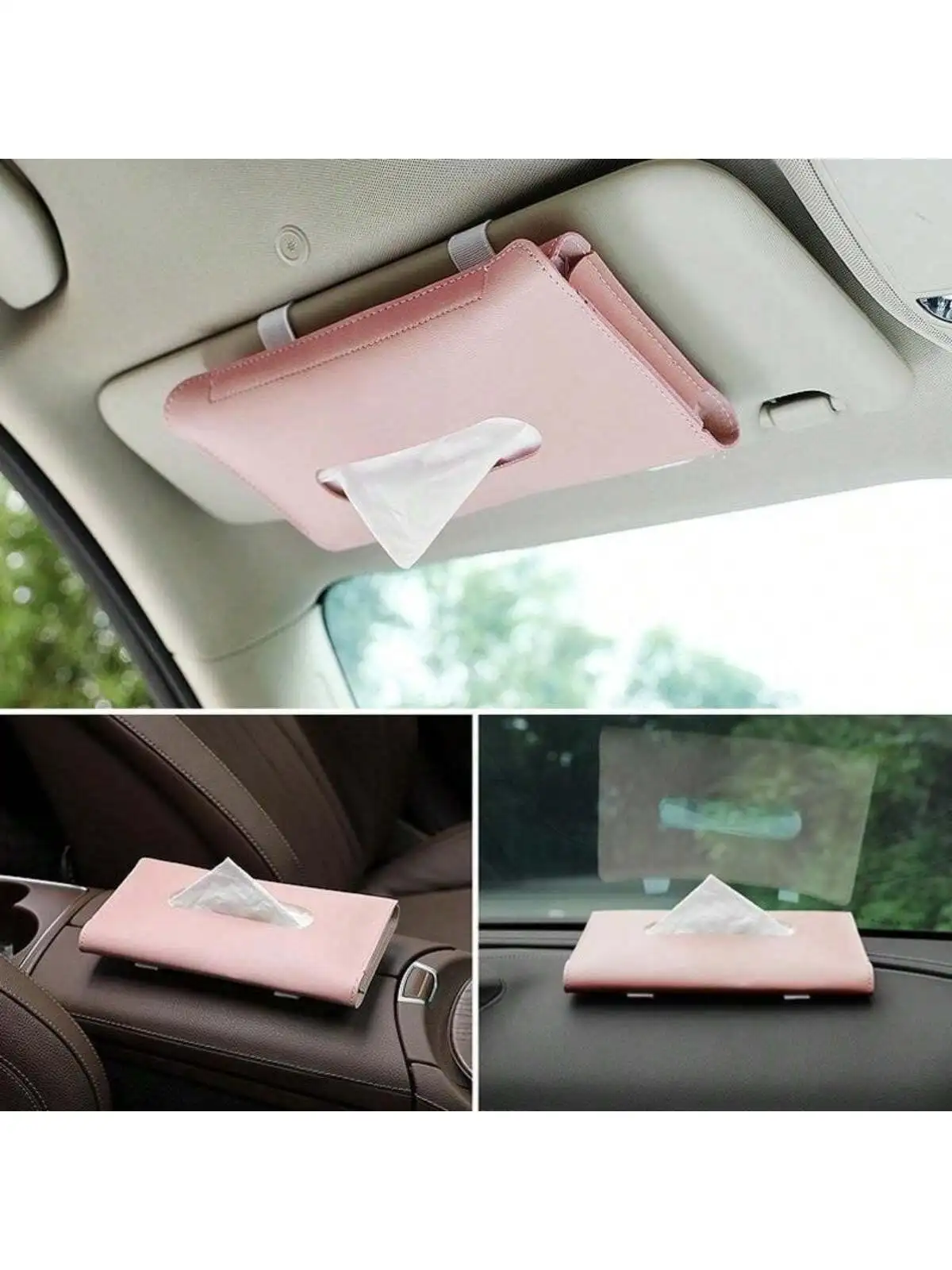 

1pc pink Car Tissue Box Towel Sets Car Sun Visor Tissue Box Holder Auto Interior Decoration for office car tissue box