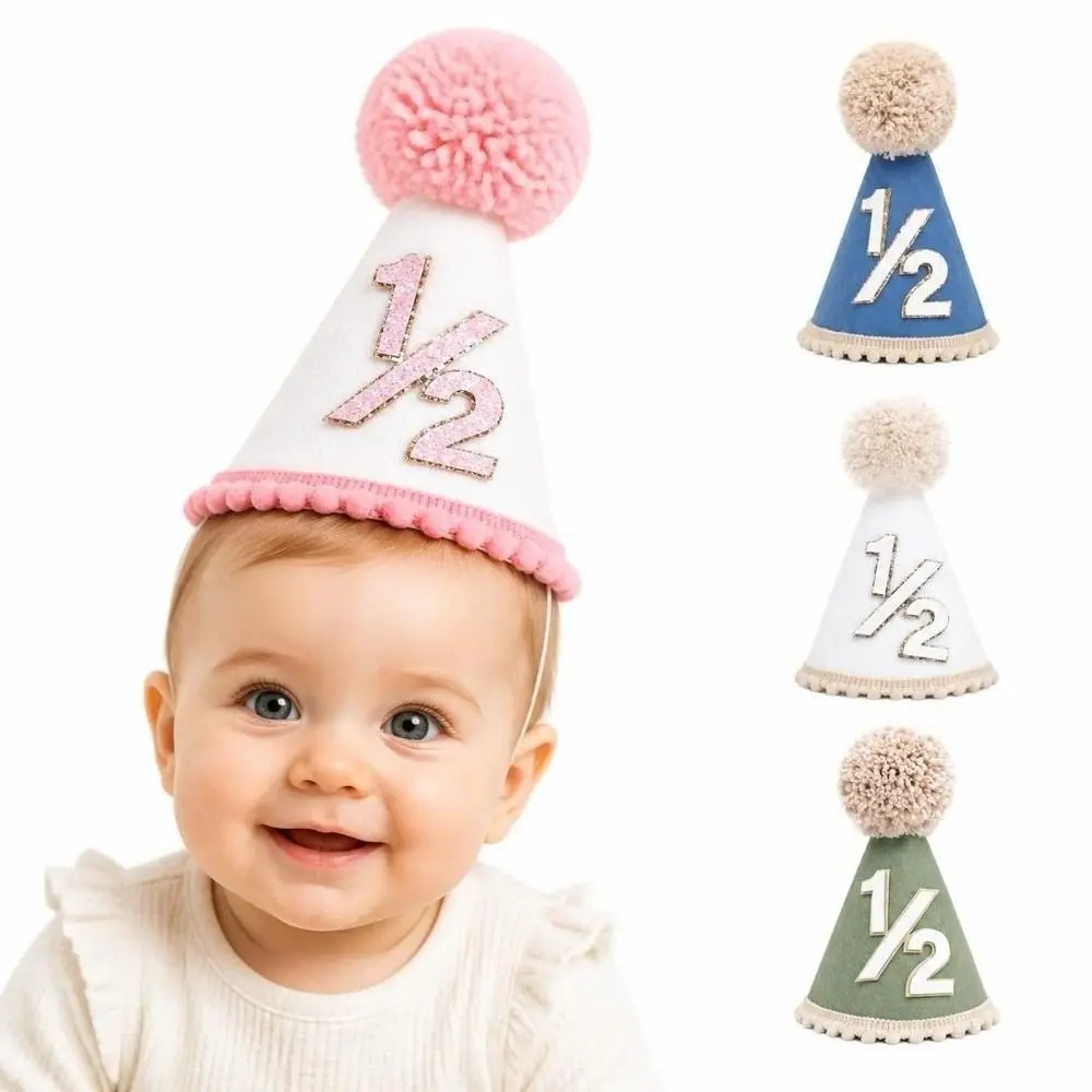 New Sweet Birthday Hat Handcrafted Pom Pom Neutral Color Pom Pom Birthday Hat Princess Birthday Hat Children's Party