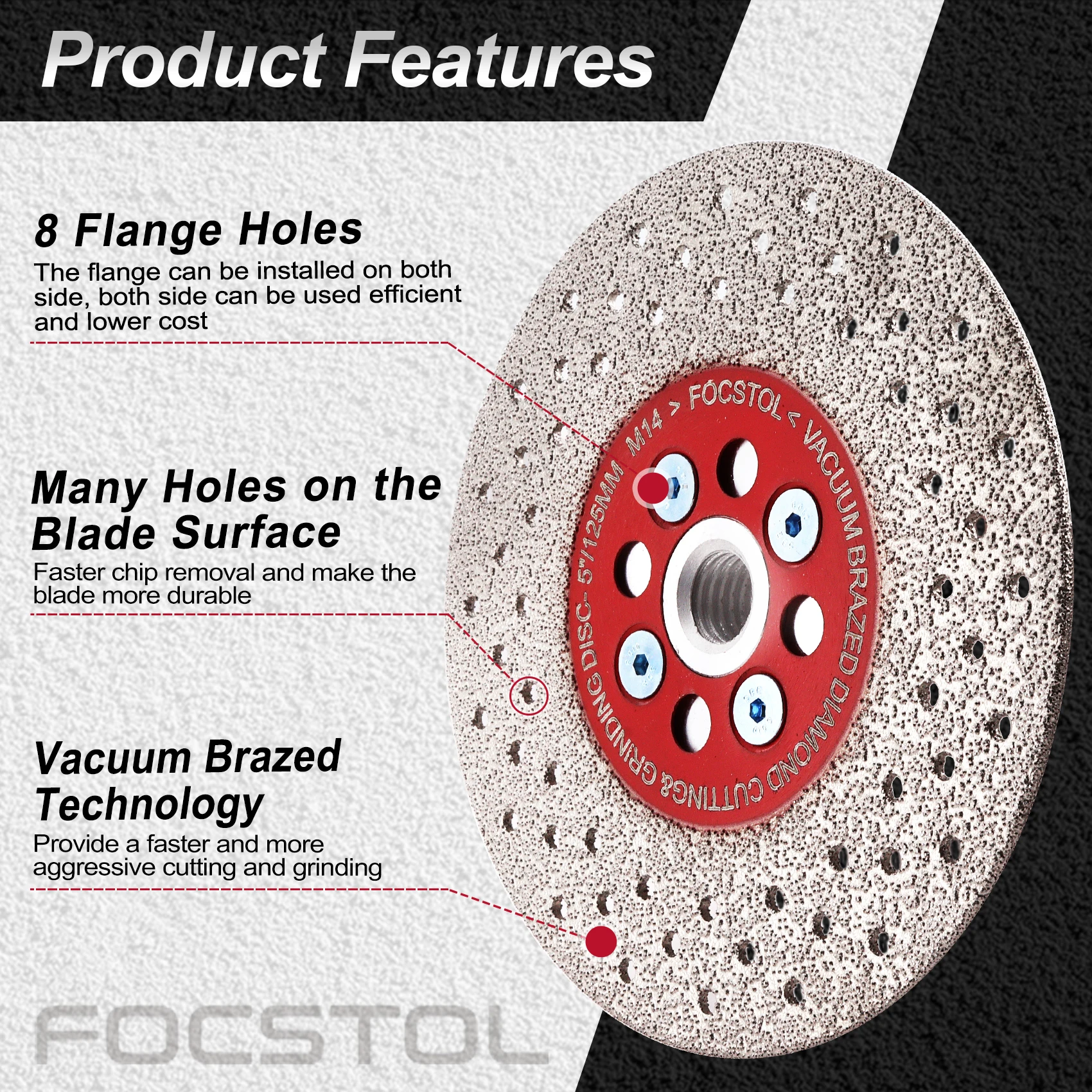 FOCSTOL Diamond Grinding Wheel 100/115/125mm Cutting Disc M14 Thread for Tile Marble Granite Ceramic Sanding Disc