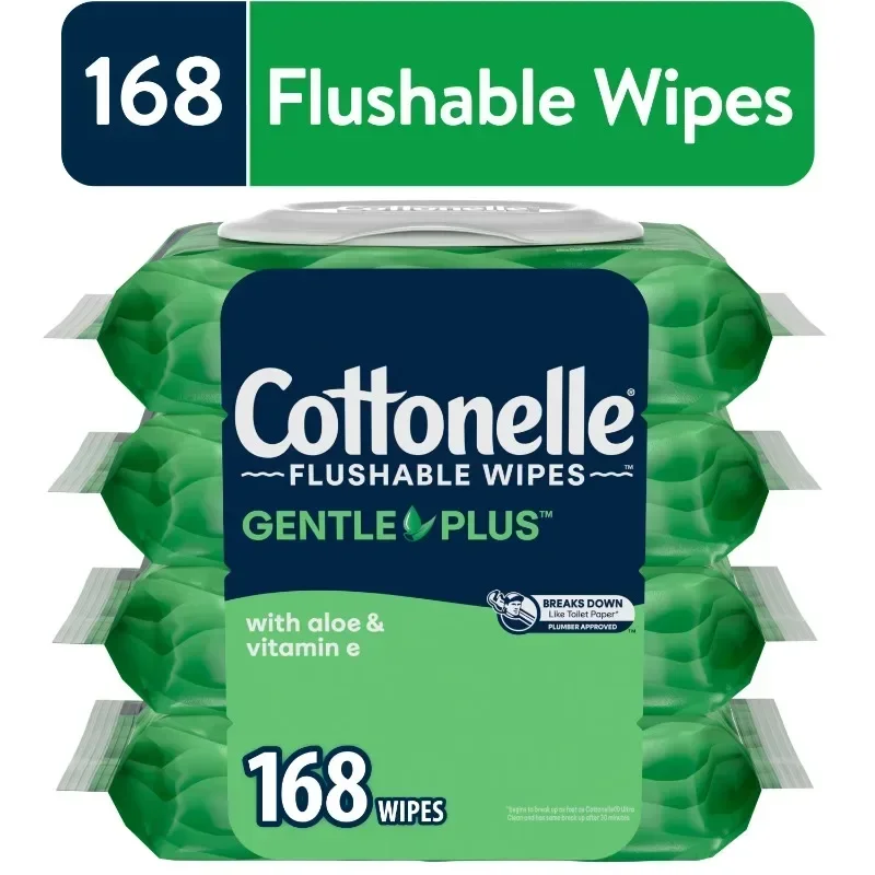 

Cottonelle Gentle Plus Flushable Wipes, 4 Flip-Top Packs