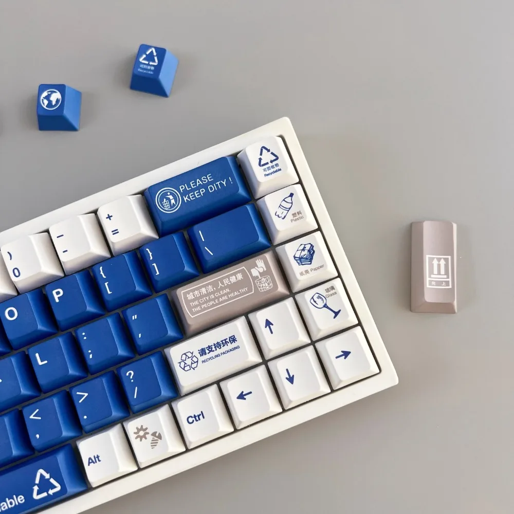 ECHOME Environmental Recycle Theme Keycap Set  PBT Custom Keyboard Cap Cherry Profile Gaming KeyCap for Mechanical Keyboard