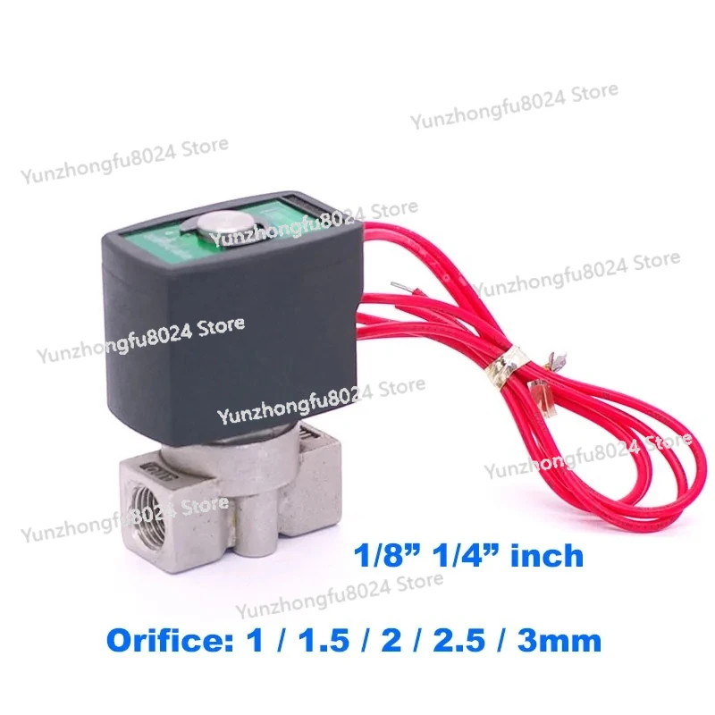 

Normally Close 2 Way Stainless Steel Water Solenoid Valve BSP Port G1/8" Orifice 1/1.5/2/2.5/3mm