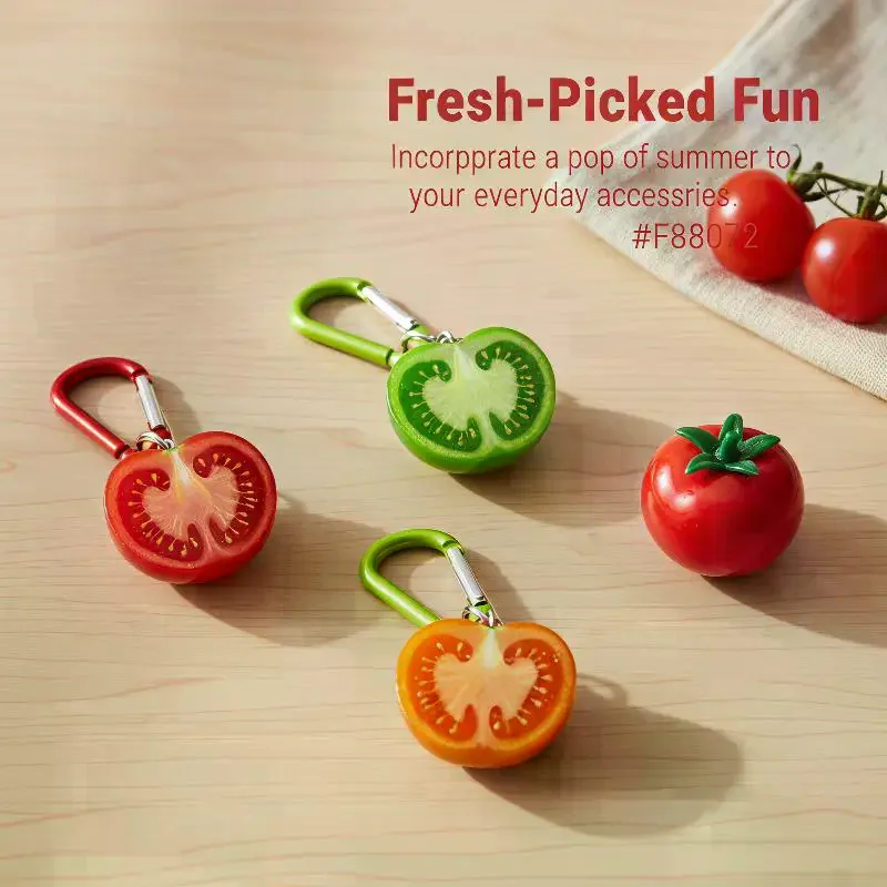 3D Red Tomato Keychain Resin Fruit Charm Cute Pendant: Phone Case/Bag Birthday Gift Women And Girls