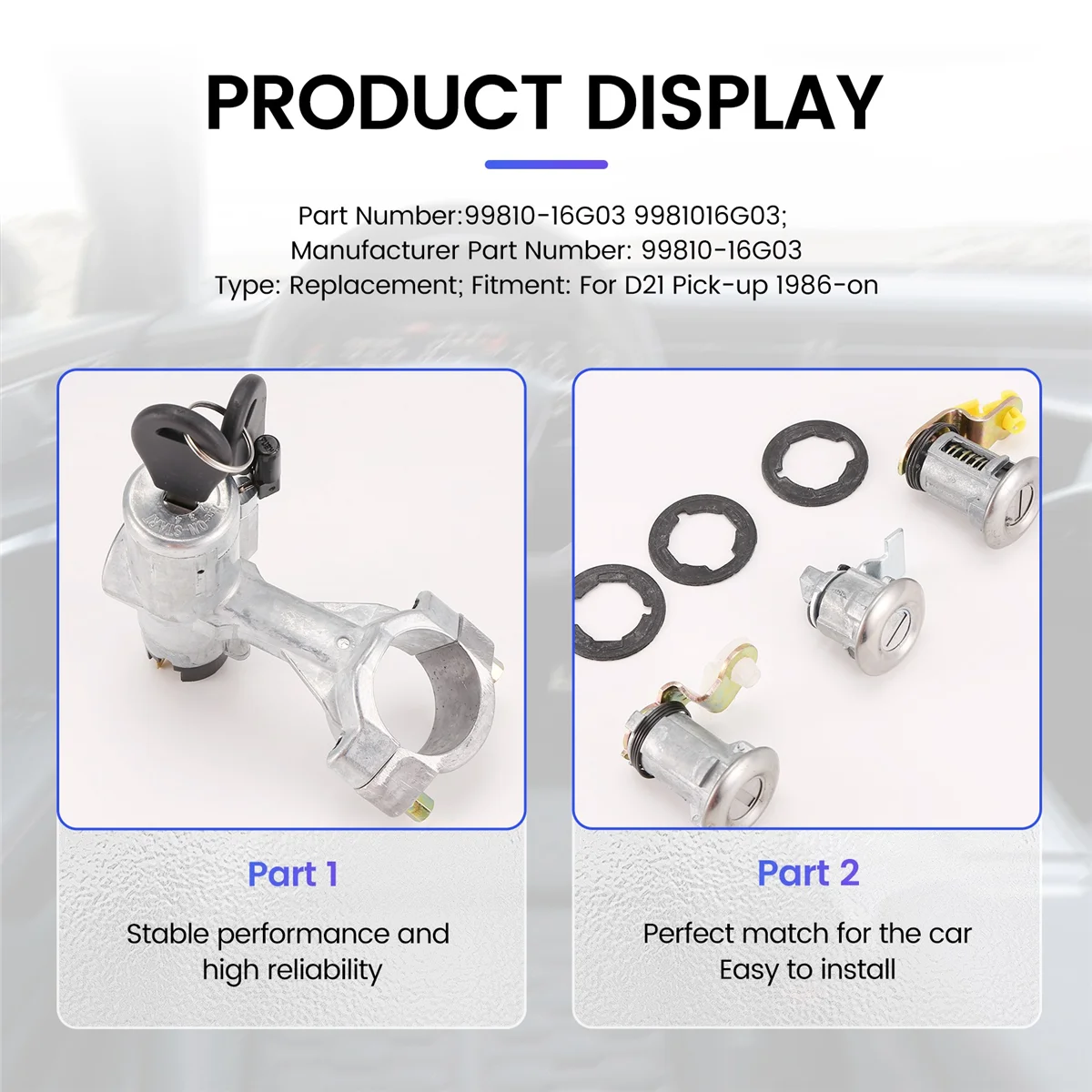 1 set 9981016 Interruttore di avviamento accensione G03 con chiave adatto per pickup Nissan D21 1986-2024+ 99810-16G03