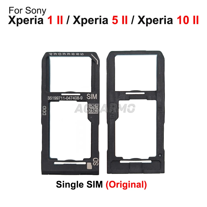 Aocarmo For Sony Xperia 1 II / 5 II / 10 II Mark 2 X1ii X5ii X10ii Dual SIM Card Holder Tray Slot Replacement Part