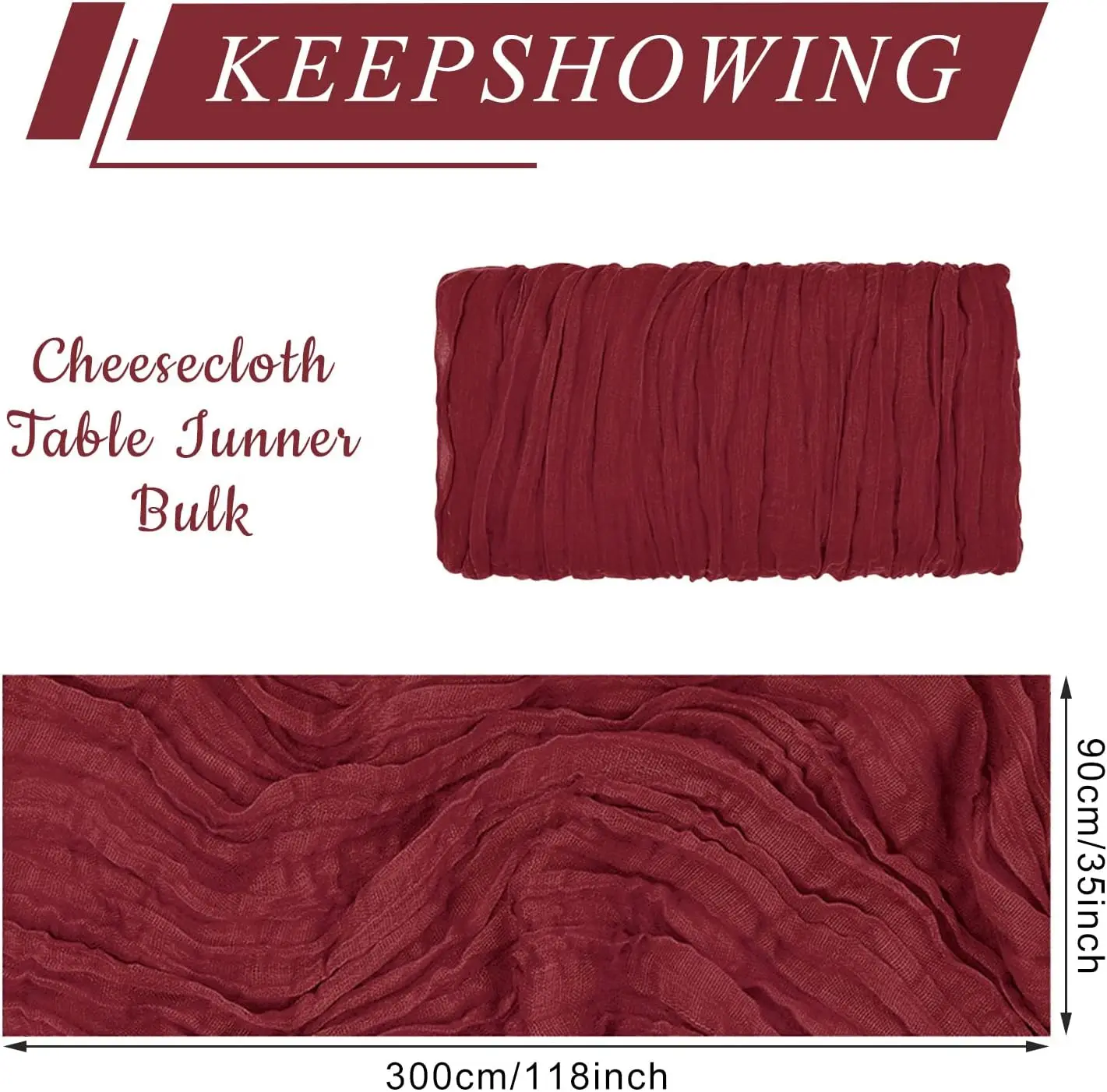 1pcs Christmas Wine Red Cheesecloth Table Runner 10Ft Christmas Gauze Boho Table Runners