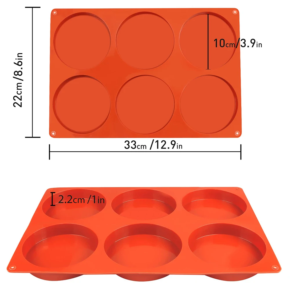 Large Silicone Cake Mold 6-Cavity Round Silicone Baking Mould Egg Pan Chocolate Muffin Mousse Tray DIY Cake Accessories