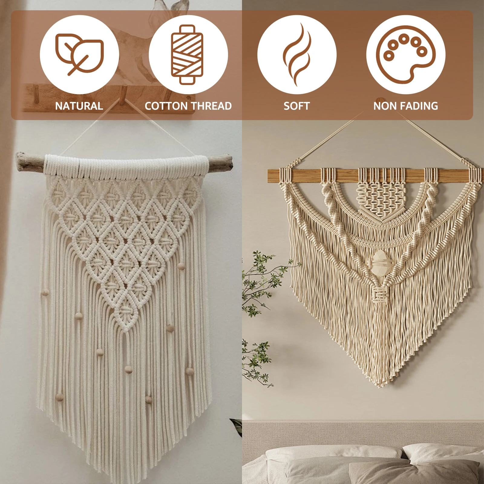 

Macrame Maker Kit Beginner Natural Cotton Rope Macrame Tool Pack Wall Hanging Kit Handmade DIY Home Decoration Macrame Kit