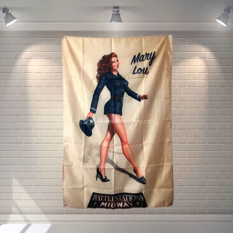 

"Mary Lou" Rock Band Hanging Art Waterproof Cloth Polyester Fabric 56X36 inches Flags banner Bar Cafe Hotel Decor